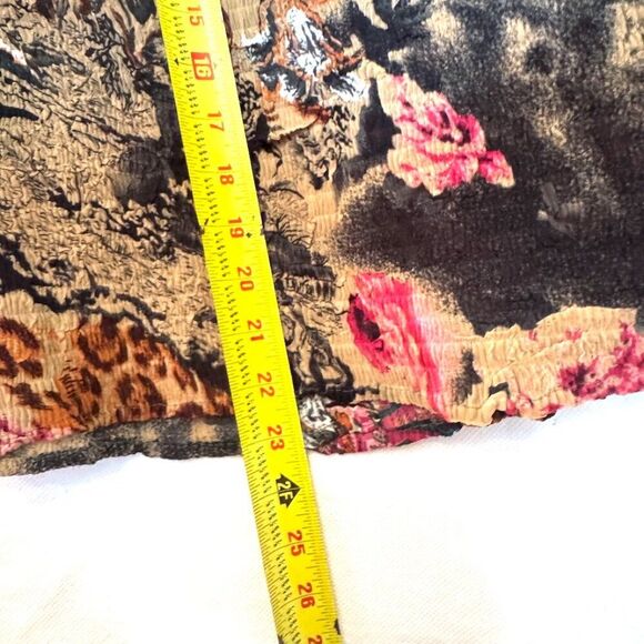 Alberto Makali sequined crinkle animal print button down top S/L - Picture 5 of 8